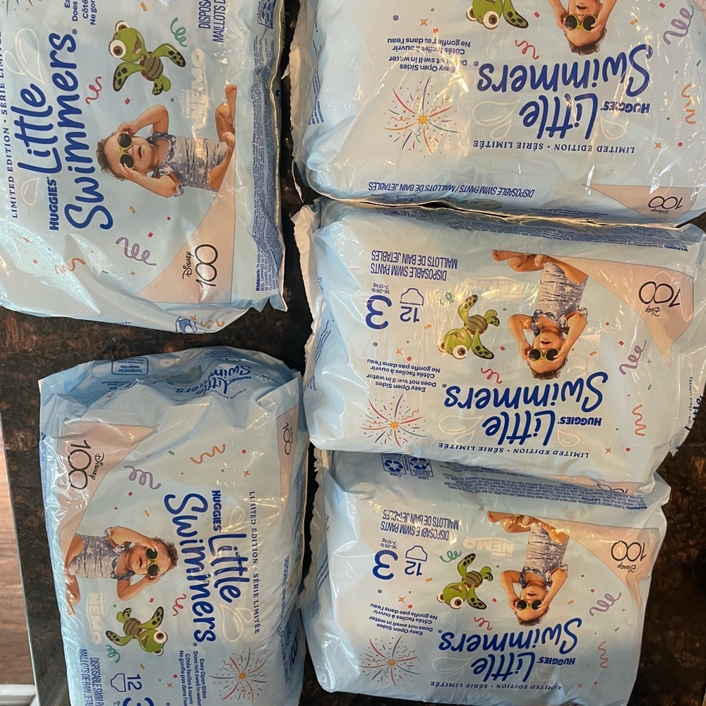 Huggies Little Swimmers size 3 (5 packages of 12 swim diapers) new disney